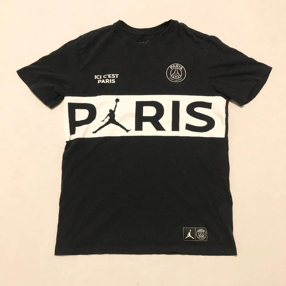 Nike Air Jordan Paris Saint Germain  PSG Black Shirt Mens Medium - Picture 1 of 16